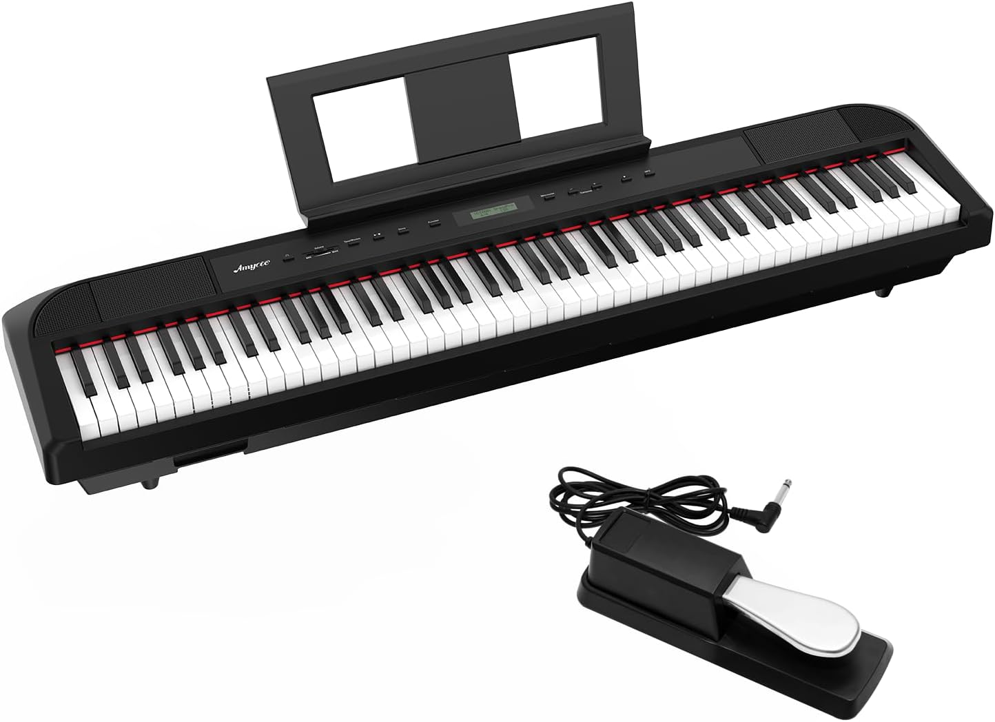 Portable 88 Key Weighted Digital Piano for Beginner and Professionals, Featuring Hammer Action Electric Piano 88 Keys Weighted with Built-In Speakers, Power Supply, Without Stand