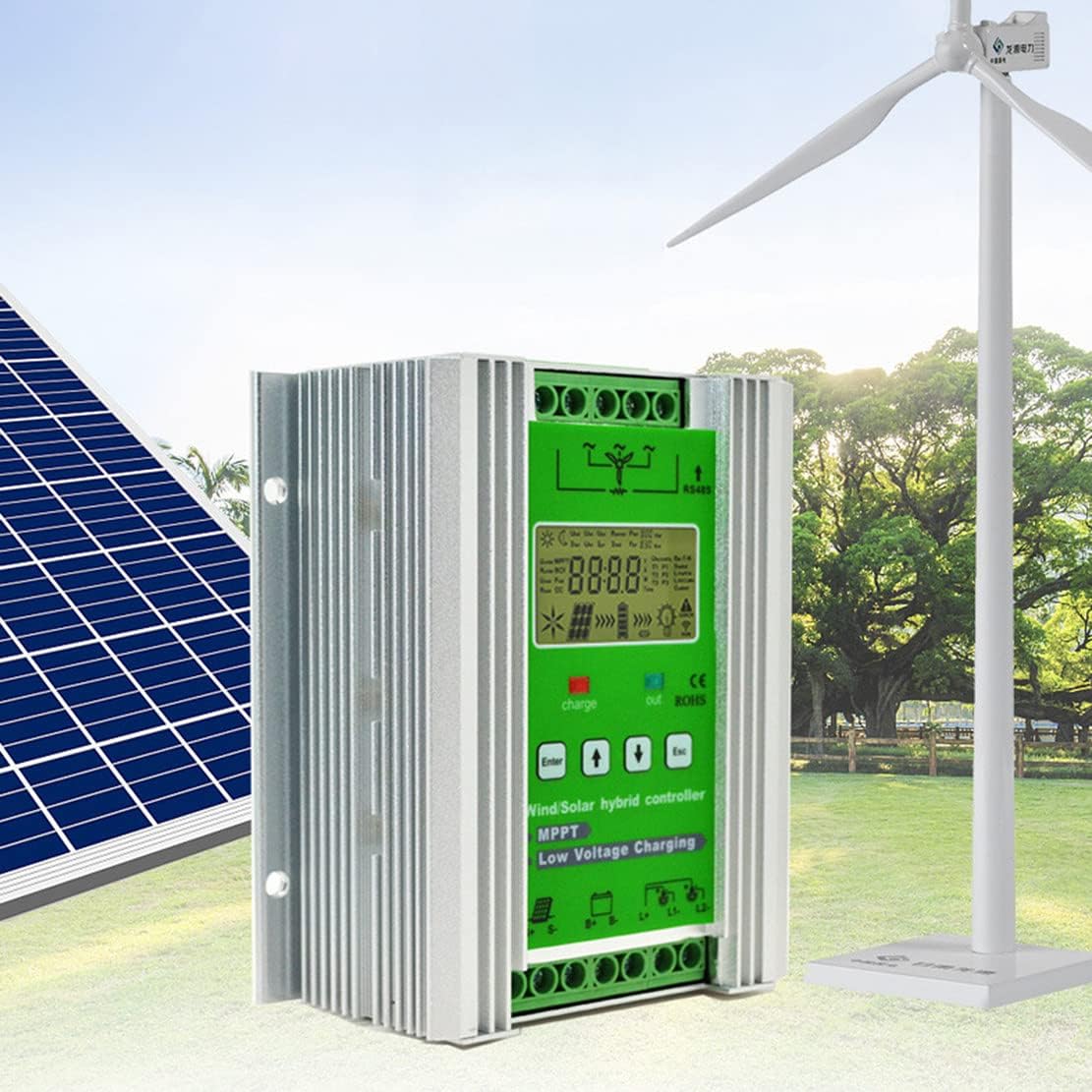 1000W/1200W/1500W MPPT Charge Controller 12V/24V DC MPPT Wind Solar Hybrid Charge Controller, LCD Display Solar Panels Generator Control System,1500W