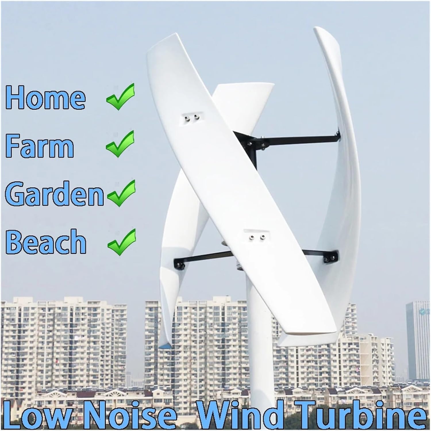 Windmill Generator, Home Low Noise Vertical Wind Turbine Generators 5000W 12V 24V 48V Farm 5KW Small Upright Windmill Low Wind Speed Starting Wind Turbines (Color : Green-acc, Size : 48V)
