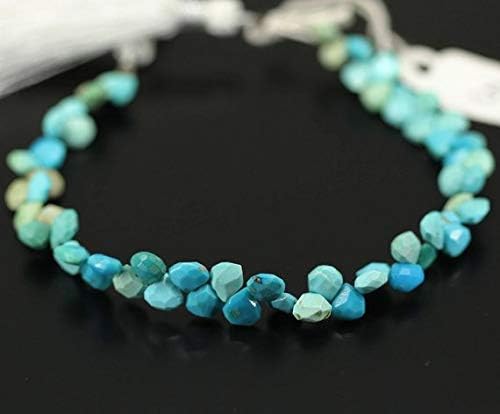 blue shaded turquoise faceted briolette pear drop gemstone craft loose beads strand 8mm 9mm