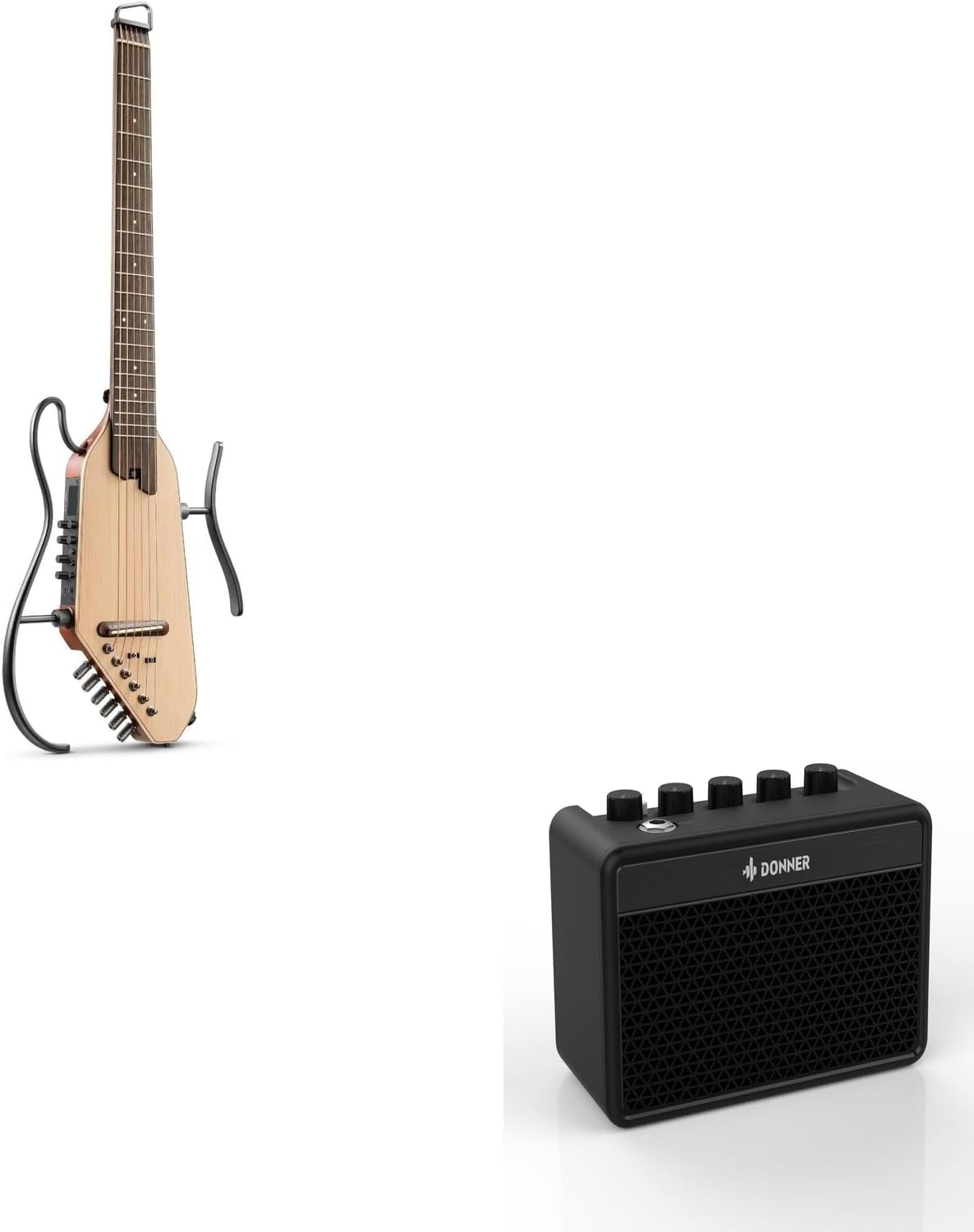 Acoustic Electric Guitar Travel Guitar with Multiple Effect Modes Smart Guitarra Kit and Mini Guitar Amp Small Electric Amplifier 5W Portable