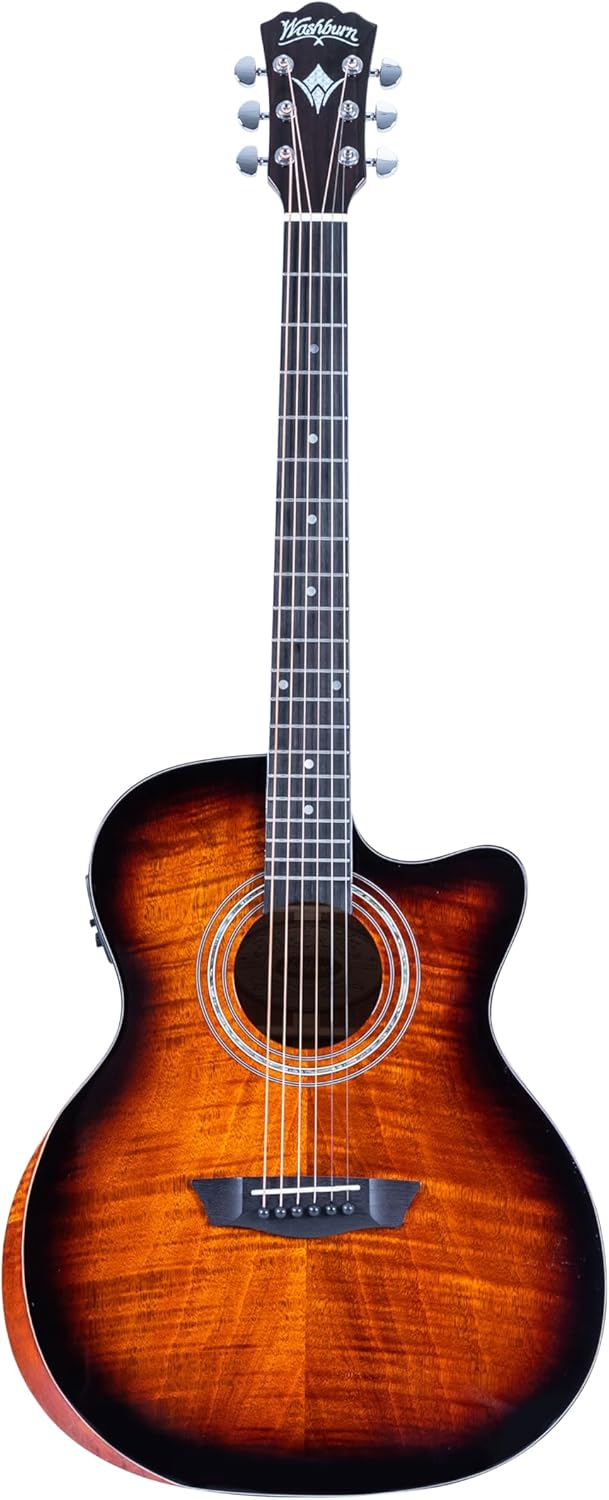 Washburn G12FCE Comfort Series Grand Auditorium Cutaway Acoustic Electric Guitar, Sunburst