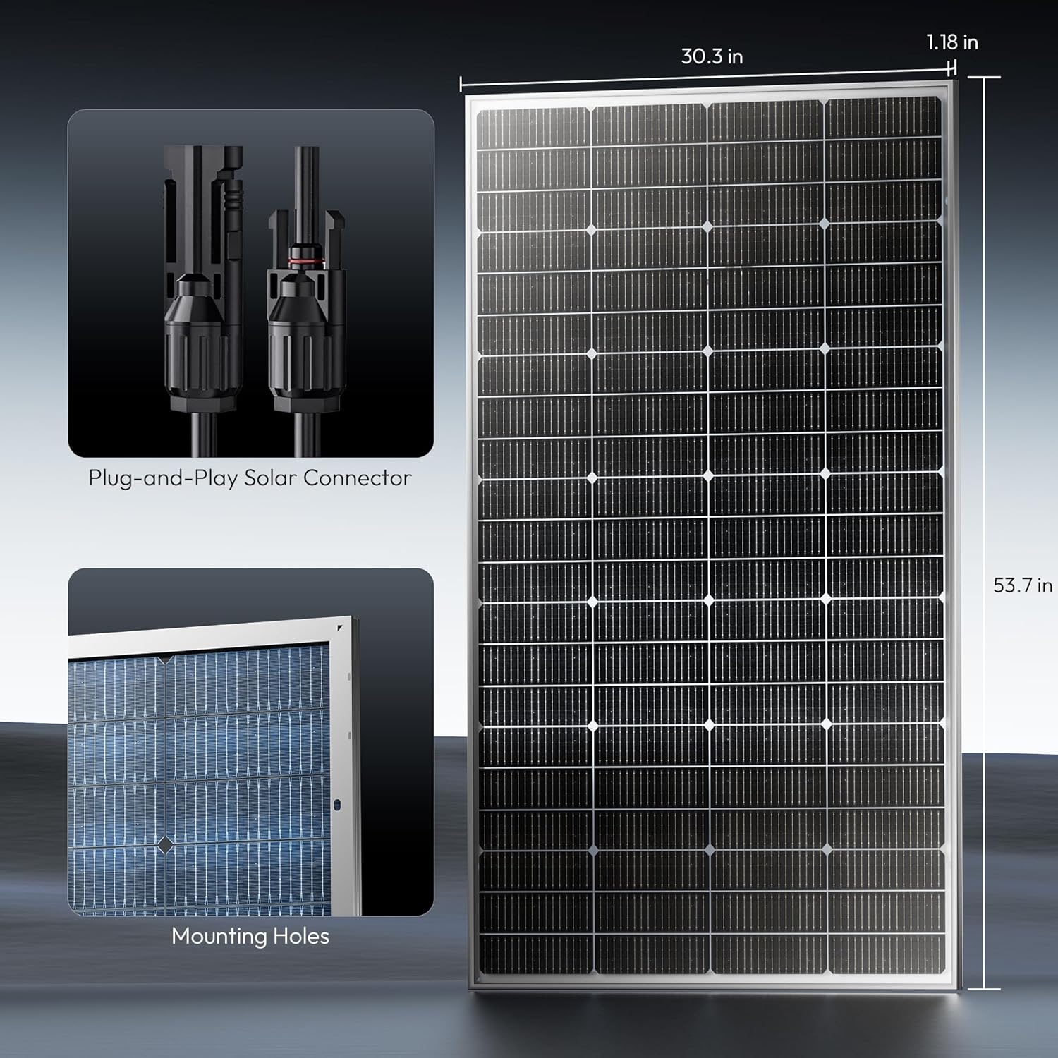 Epoch 400W Bifacial Solar Panels,N-Type 12/24 Volt Monocrystalline Solar Panel, High-Efficiency Waterproof Solar Module for RV Camping, Boat, Marine,Off-Grid[200w×2pcs]