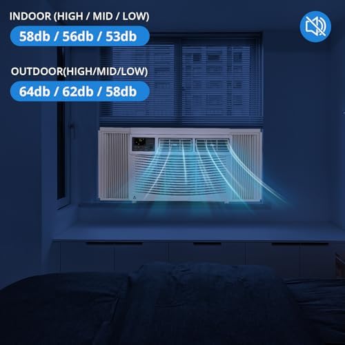8,000 BTU WiFi Window Air Conditioner, Cools up to 350 sq. ft. Smart Window Air Conditioner with App/Remote Control, 3 Fan Modes/Sleep/Energy Saver, Bedroom/Apartment/Office