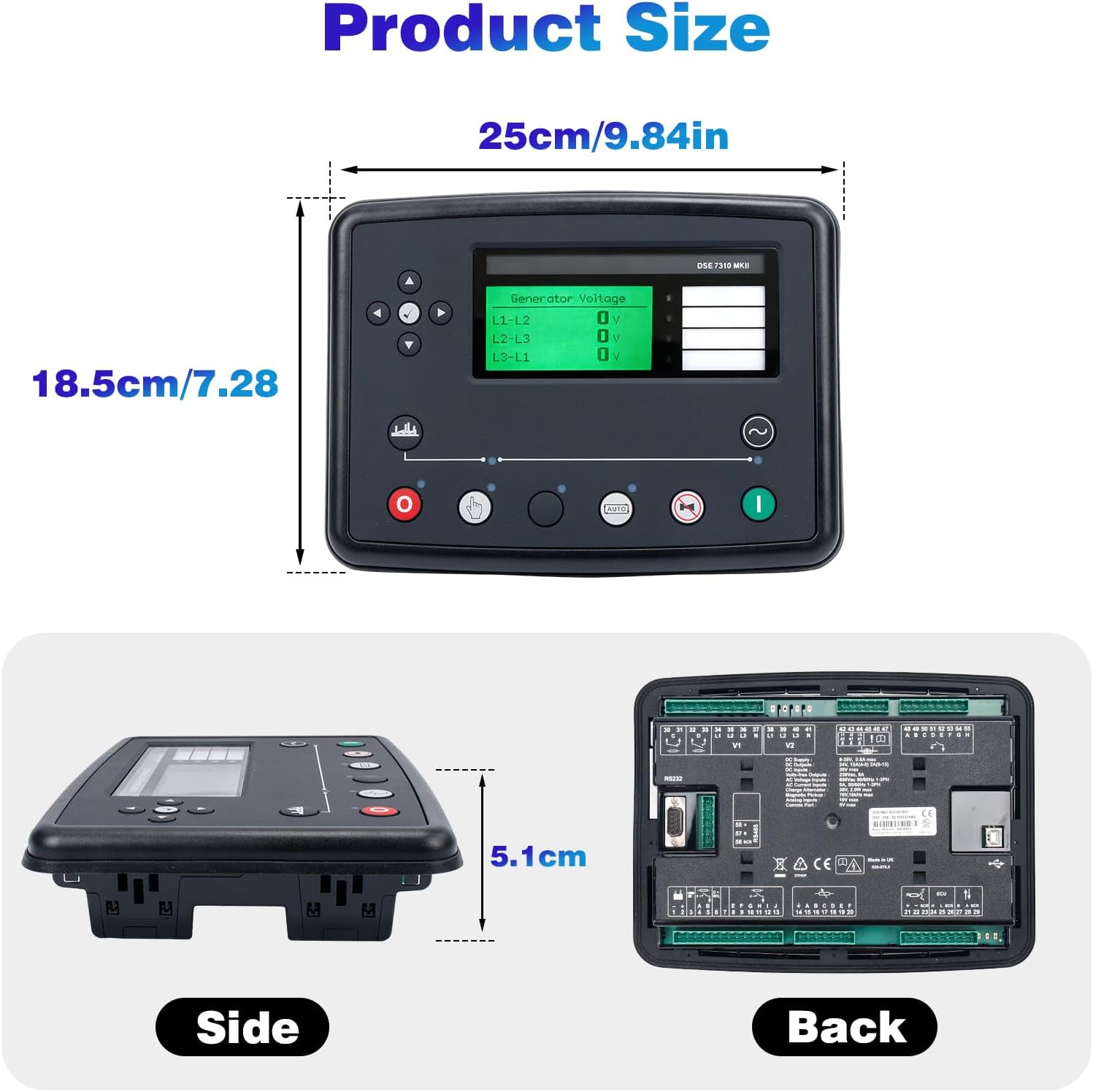 DSE7310 MKII Auto Start Control Module Suitable for a Wide Variety of Single, Diesel or Gas Gen-Set Applications LCD Display Controller Panel