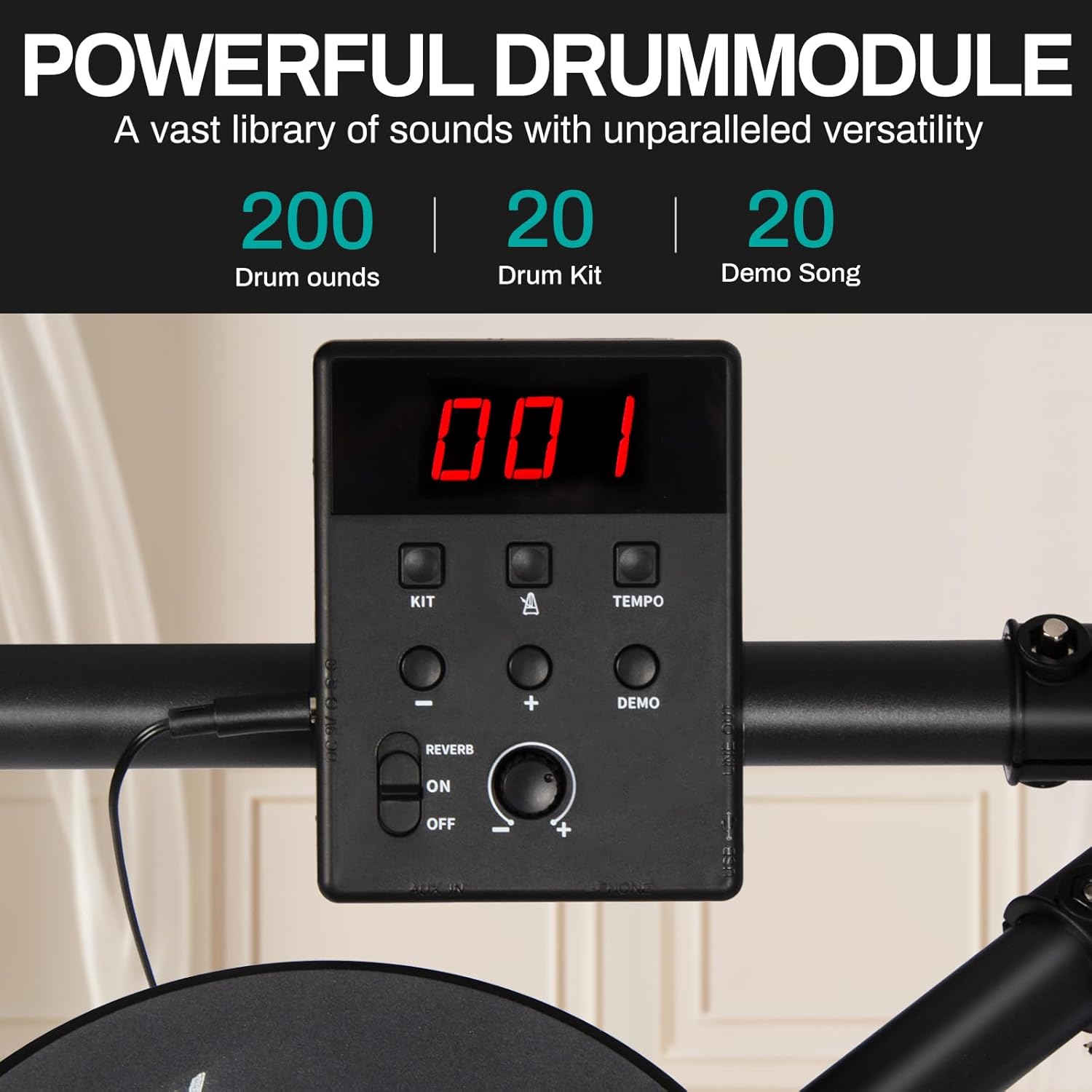 AODSK Electric Drum Set with 4 Quiet Drum Pads,Portable and Solid Drum Set for Beginner with 200 Sounds,2 Switch Pedal,Drum Throne,Drumsticks,Headphones (UAED-403TS)