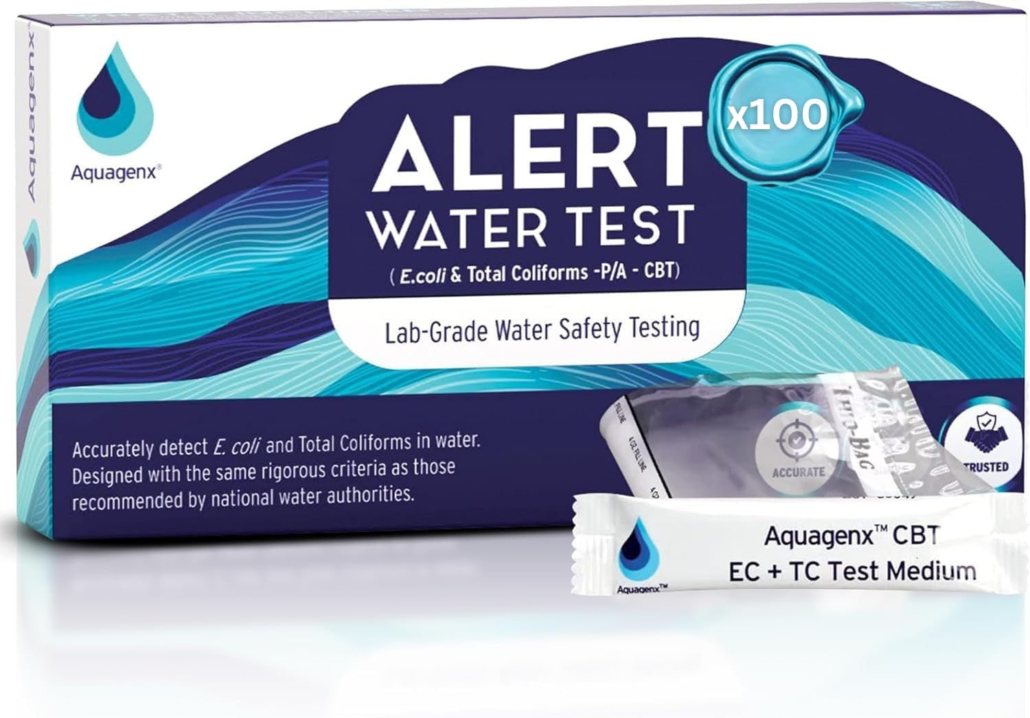 Bulk Water Test Kits - Portable Water Tester for E. coli & Total Coliforms, Well Water Testing Kit - Lab-Grade, Fast-Acting, No Electricity, Long-Lasting, Essential for Water Safety (100 Pack)