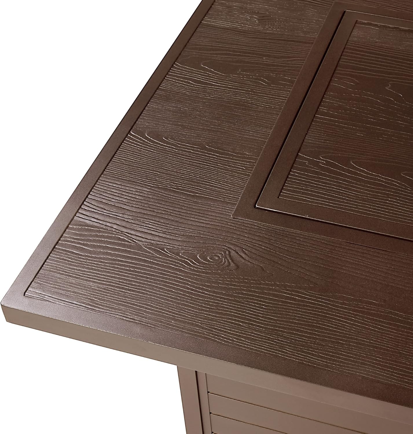 Square 42 in. x 42 in. Aluminum Propane Fire Pit Table with Glass Beads, Two Covers, Lid, 57,000 BTUs in Brown Finish