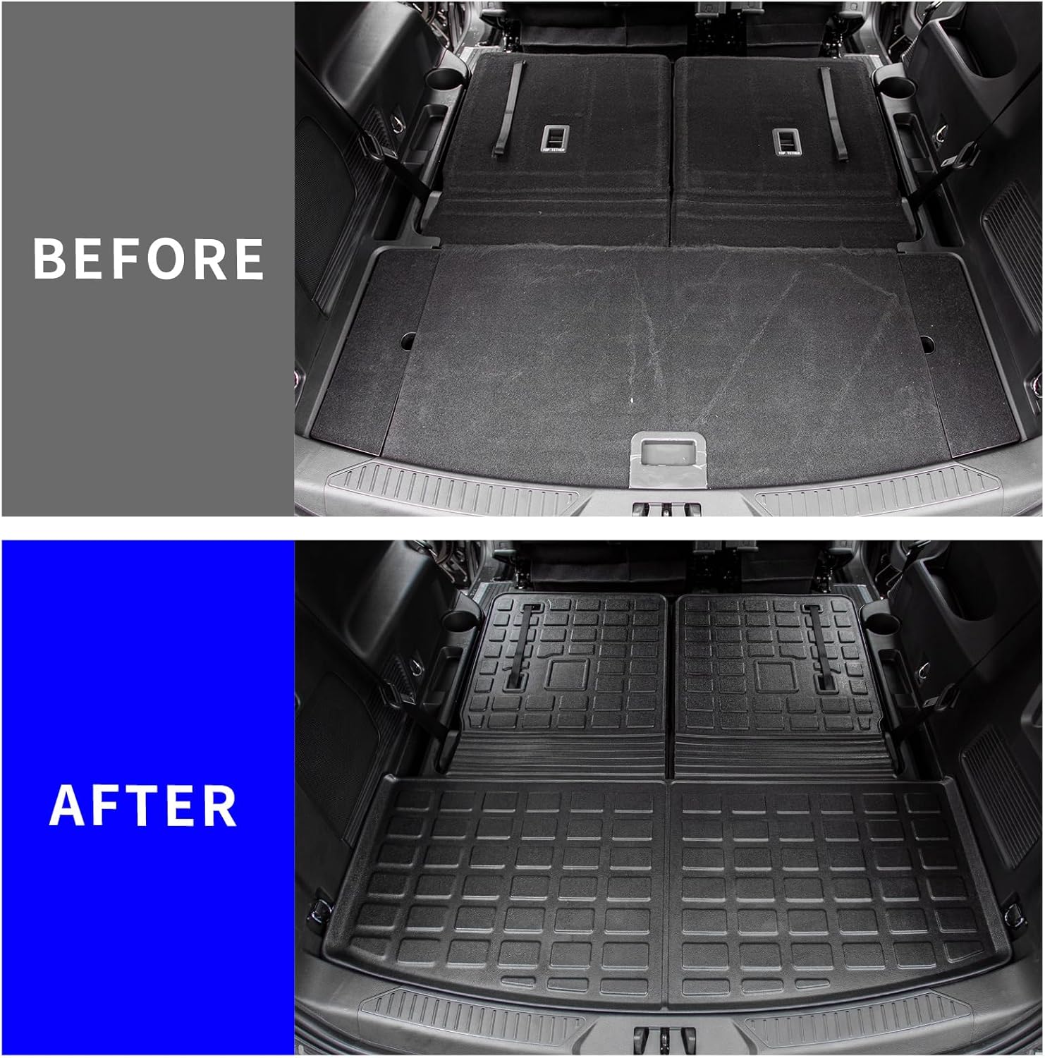 Rongtaod Floor Mats Compatible with 2020-2025 2026 Ford Explorer 7 Seats Cargo Mat Cargo Liner Trunk Liner Back Seat Cover Protector 2024 Explorer Accessories (Trunk Mat with Backrest Mat+Floor Mats)