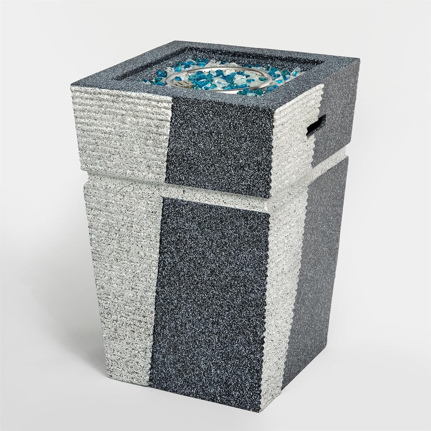 Outdoor Propane Fire Pit Column - Magnesium Oxide Construction, 40,000 BTU Heat Output, Electronic Pulse Ignition, Includes Glass Rocks & Rain Cover for Patio Warmth & Ambiance