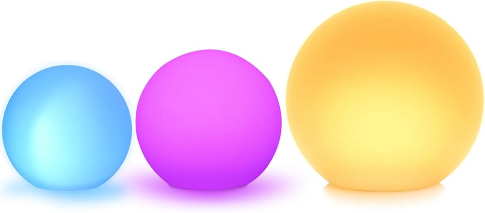 Mr.Go 8-inch, 10-inch and 14-inch LED Ball Light Bundle, Rechargeable, Remote Control, Dimmable 16 RGB Colors 4 Modes, Waterproof, Great as Night Light Mood Lamp Ambient Lighting Decorations