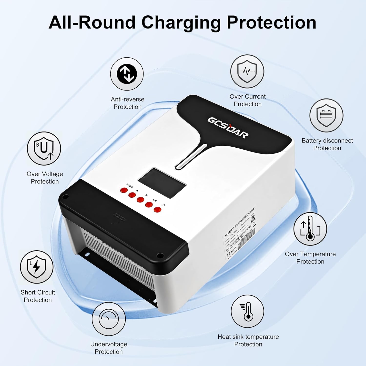 Upgraded 100A MPPT Solar Charge Controller, 12V/24V/48V Automatic Max PV 200V ,99% Efficiency, LCD Display, Fan Cooling, for Gel Sealed Immersion AGM and Lithium Ion Batteries (with WiFi)