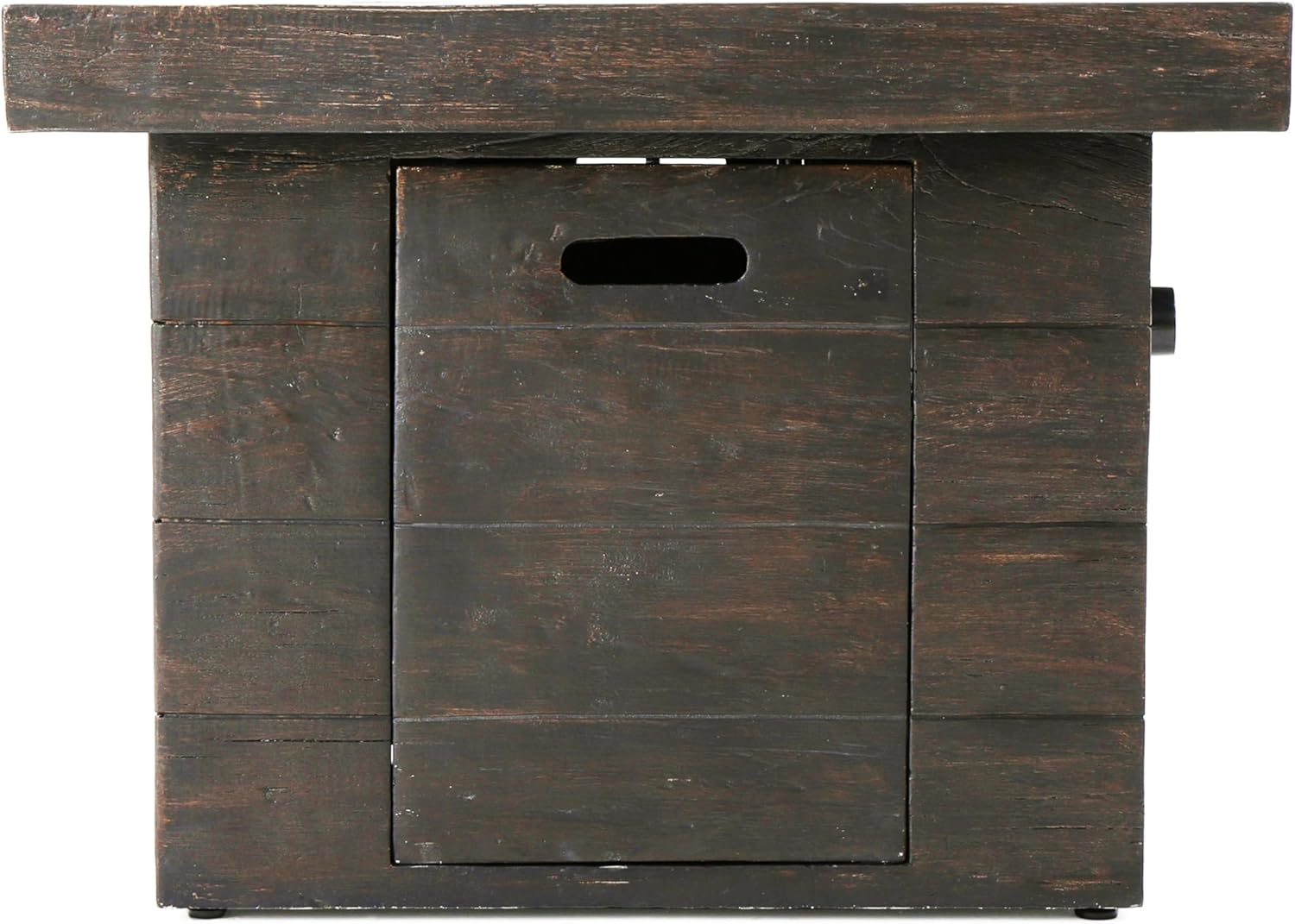 32 Inch Square Propane Fire Pit Table, Wood Pattern Design for Patio Backyard Garden, 40,000 BTU Outdoor MGO Fire Pit in Grey, Gas Fire Pits for Outside Use, Only Table (Not Included Cover & Propane)