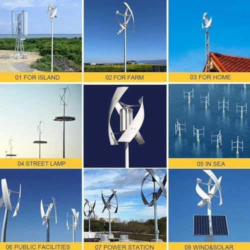 6000W Horizontal Wind Turbine Kit for Home Use - Efficient 24V Vertical Generator with Blades & Controller, Ideal for Off-Grid Battery Charging