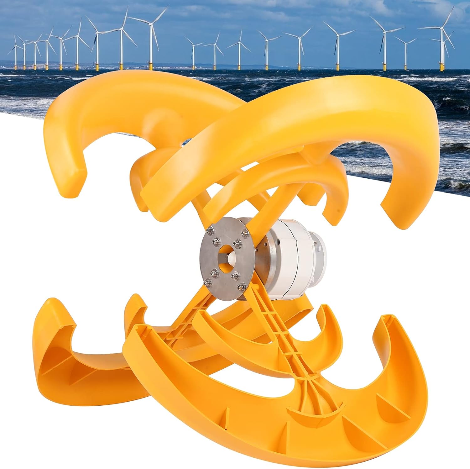 Wind Turbine 4 Blade Lantern Type 1200W Electricity Producer Equipment Parts for Home Ship Surveillance Alloy Steel Plastic (12V)