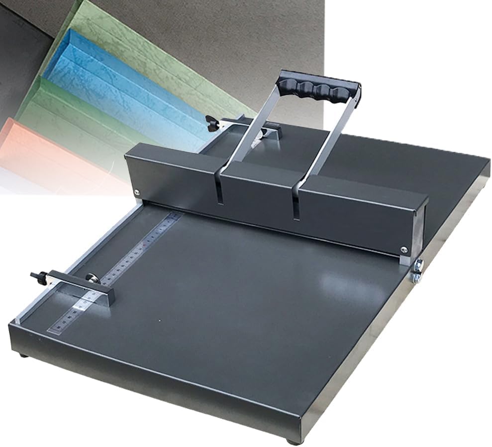 350Mm Manual Creasing Machine, A3/A4 Scoring Paper Creasing Machine with Positioning Ruler & Non-Slip Base, Desktop Heavy Duty Metal Paper Creaser for Paper Card Book SCO