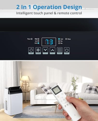 Portable Air Conditioners, 14000 BTU Portable AC Unit with Remote Control, 3-In-1 Quiet Air Conditioner for Room, Dorm, Office, Cools Up to 750 Sq. Ft, Sleep Mode, 24H Timer, Window Kit, Black Top