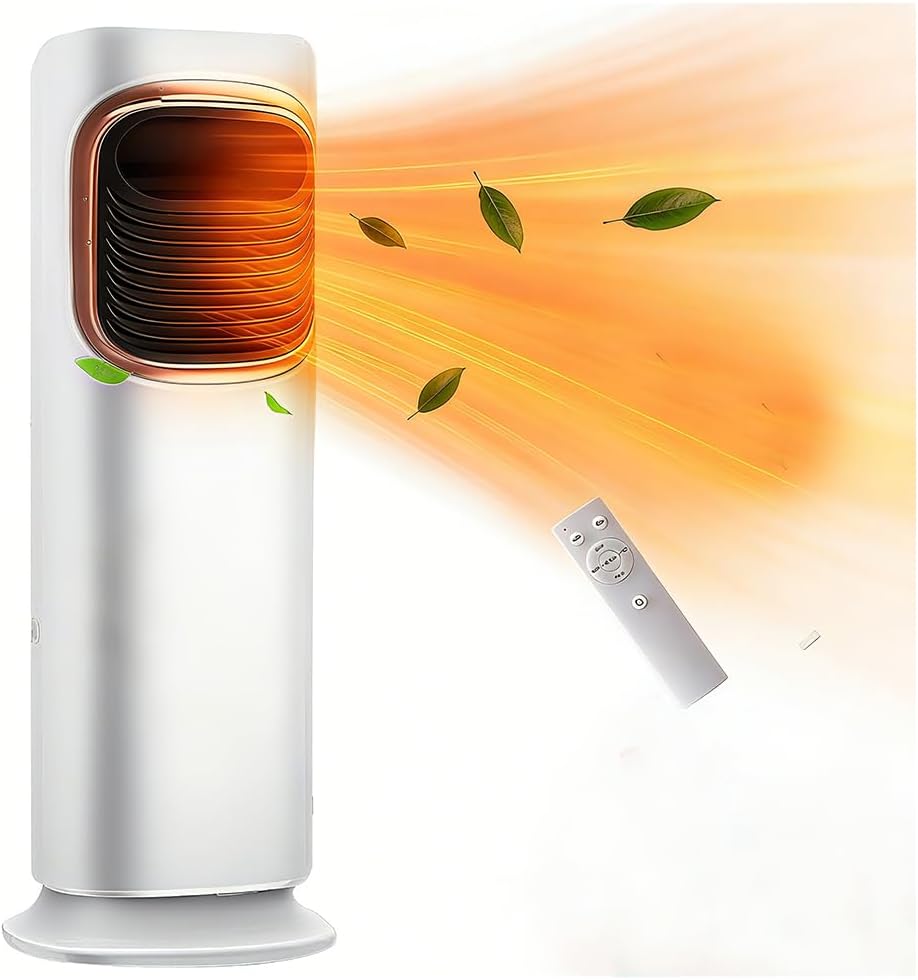 Aottop Evaporative Air Cooler, Tower Fan for Bedroom, Standing Fan, 80° Oscillating, Removable Water Tank, Ice Packs, Remote Control, 3 Speeds, Swamp Cooler for Bedroom with 3L Tank