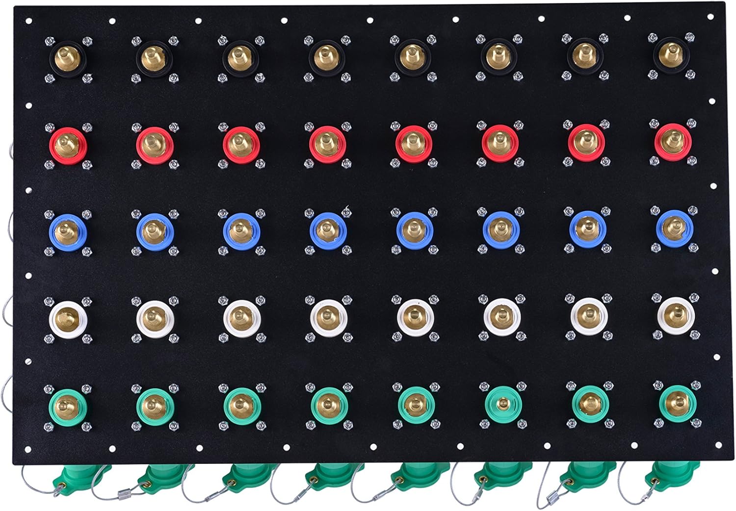32 Position CAM Lock Panel, 3200 Amp, 3 Phase 250 Volt, Male, 45°, Double Set-Screw Connections with NEMA 3R Caps and Lanyards, Series 16 CAM Connectors, Power Distribution Panel