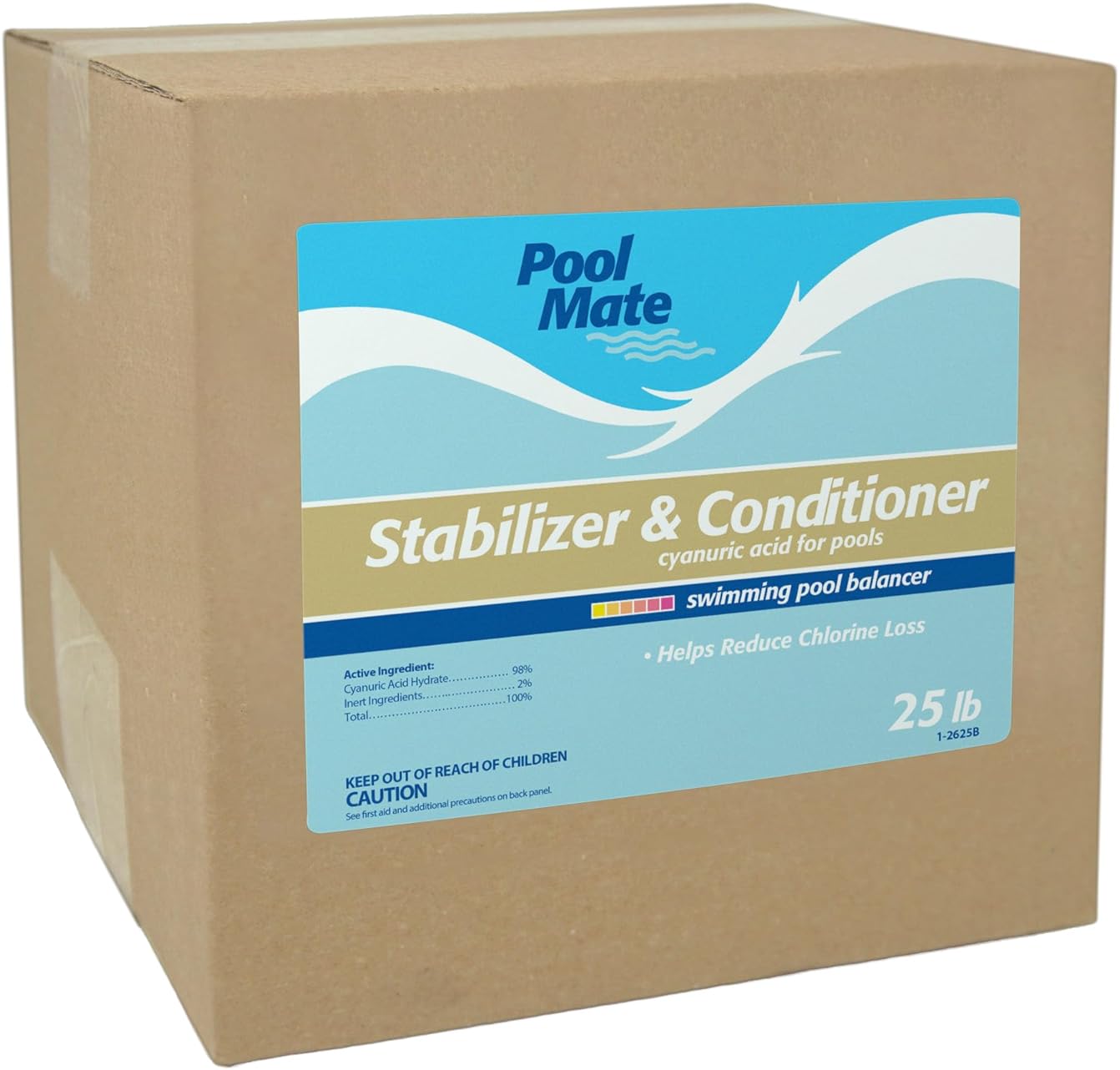 Pool Mate 25-Pounds Premium Pool Stabilizer and Conditioner, Concentrated Cyanuric Acid for Pools, Helps Chlorine Last Longer