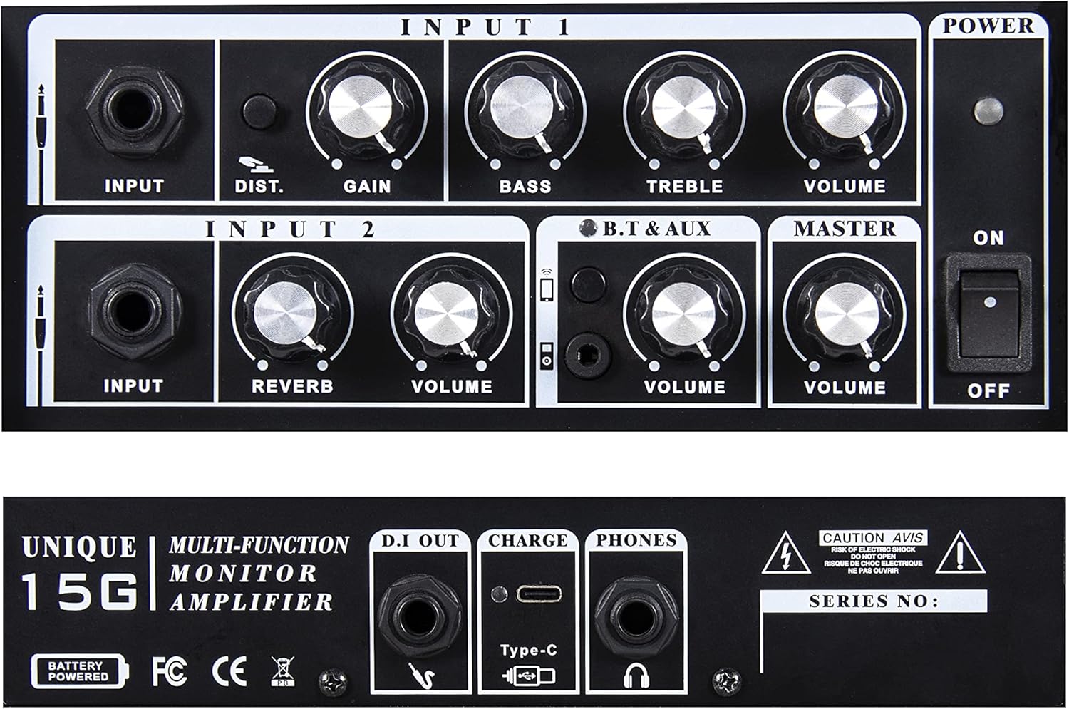 Acoustic/Electric Guitar Amplifier, with 3-Year Warranty,15 Watt Portable Bluetooth Speaker for Guitar Acoustic/Electric with Reverb Effect, 2 Band EQ,Orange