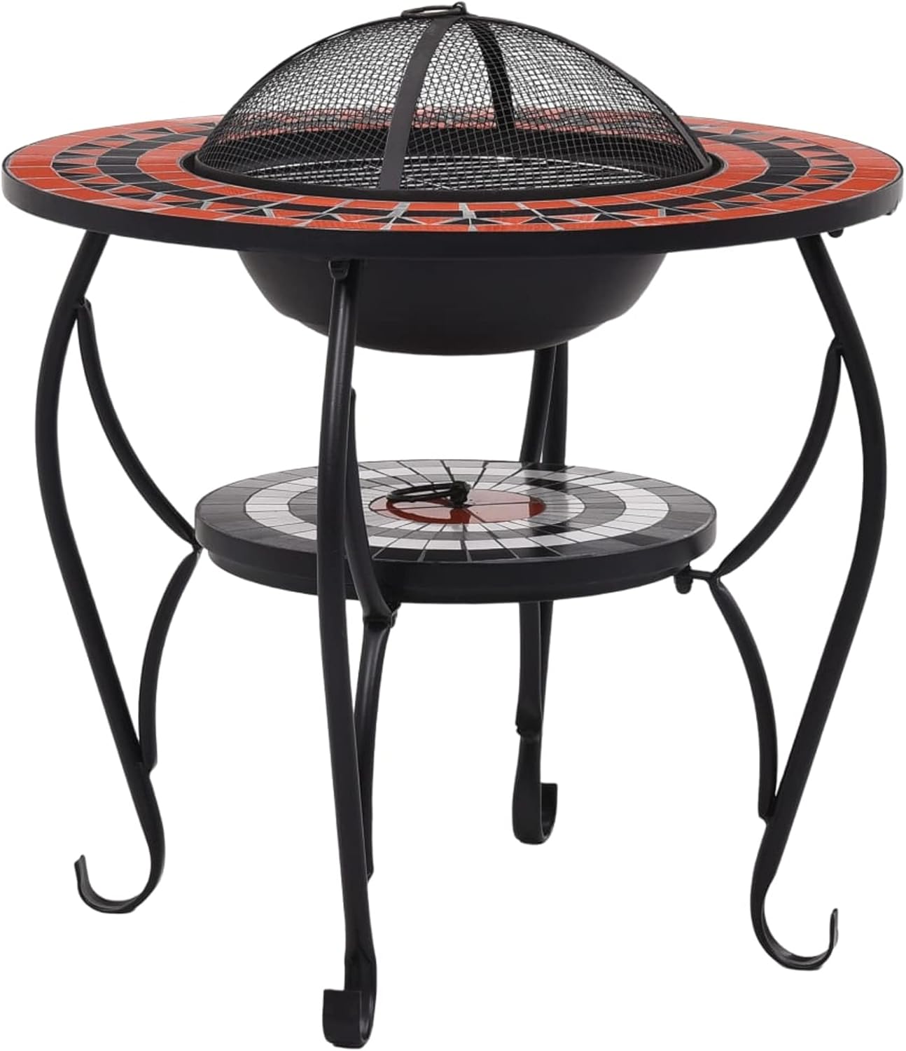 Mosaic Fire Pit Table Terracotta and White 26.8