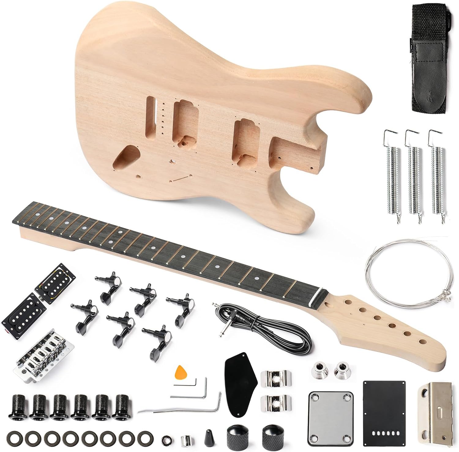 Glarry DIY Electric Guitar Kit, 6 Strings, Mahogany Wood Body, Maple Neck, Beginner, All Components Included, Build Your Own Guitar (GST)
