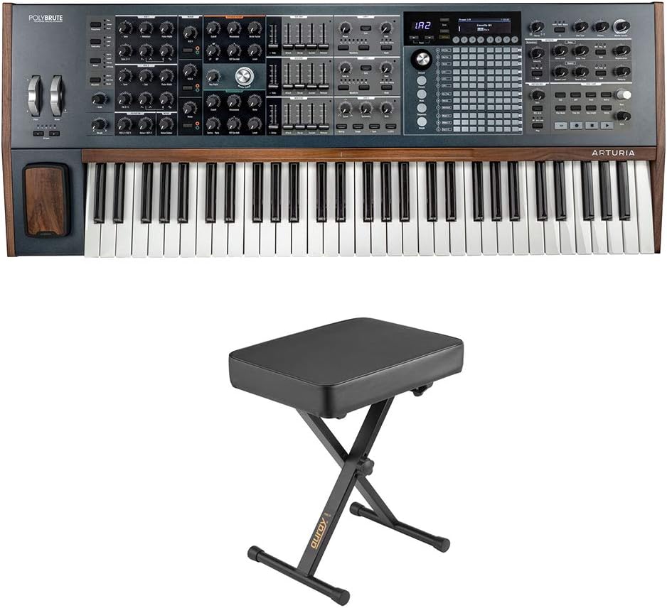 Arturia PolyBrute Analog Morphing Matrix Synthesizer Bundle with Piano Bench (Black, Small)