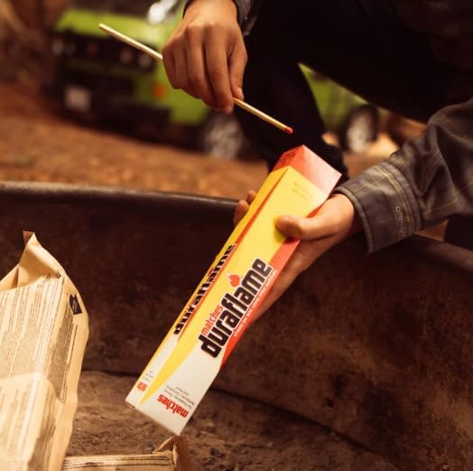 Duraflame Quick Start Firelighters 120 Pack + Long Strike Matches – Fast, Clean-Burning Fire Starters for Fireplaces & Campfires (3 Pack + Matches)