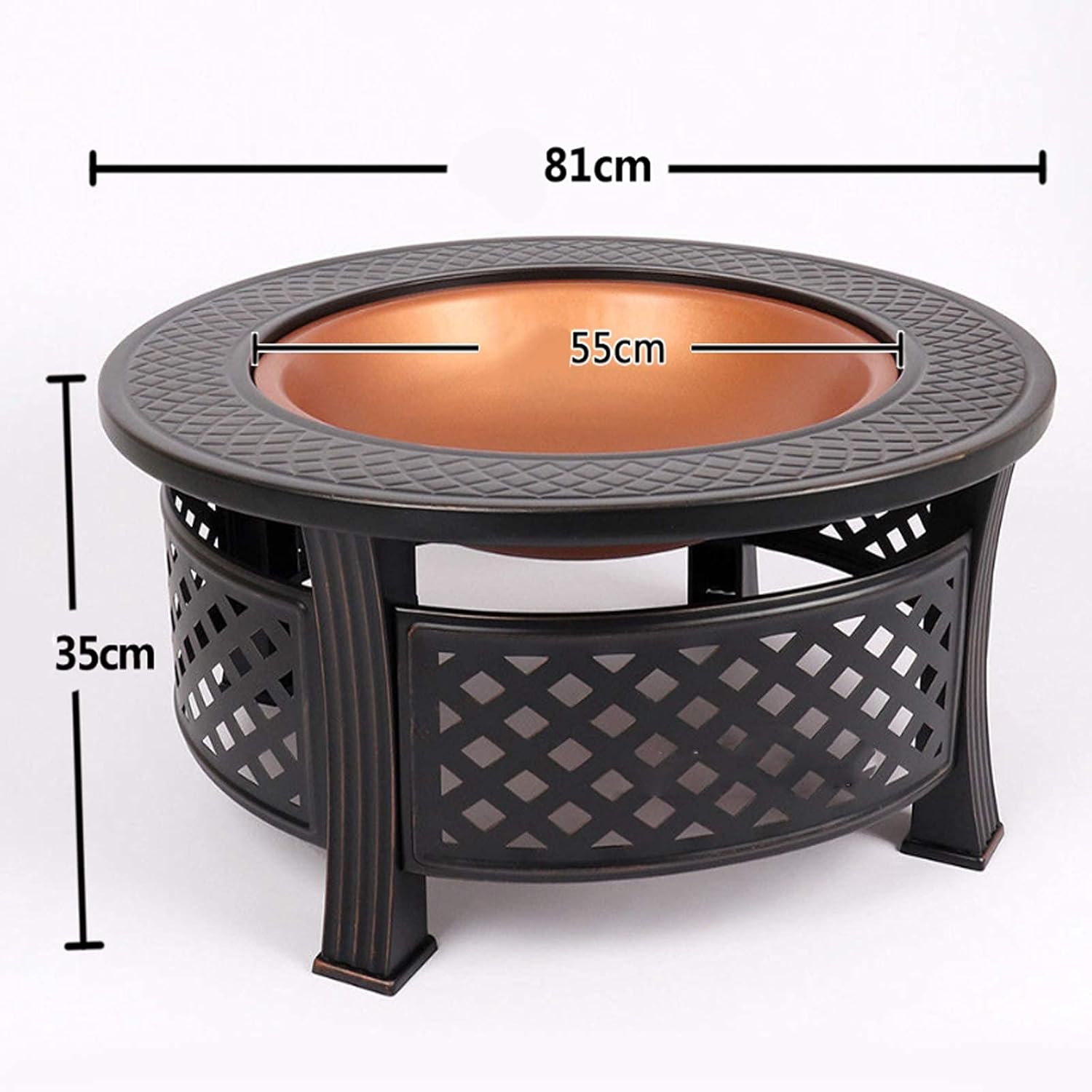 Outdoor Fire Pit with BBQ Grill Shelf, Metal Brazier Firepit Garden Patio Heater/BBQ/Ice Pit,Fire Bowl for Garden and Patio, Outdoor Garden Fire Pit with Waterproof Cover