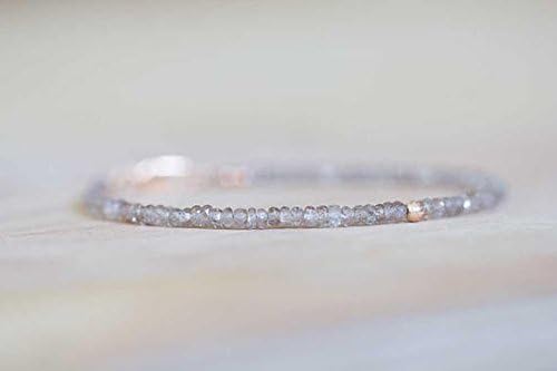 JEWELZ champagne zircon bracelet, delicate minimal simple natural zircon jewelry, rose gold filledfilled fill sterling silver plated3-3.5mm 7 inches