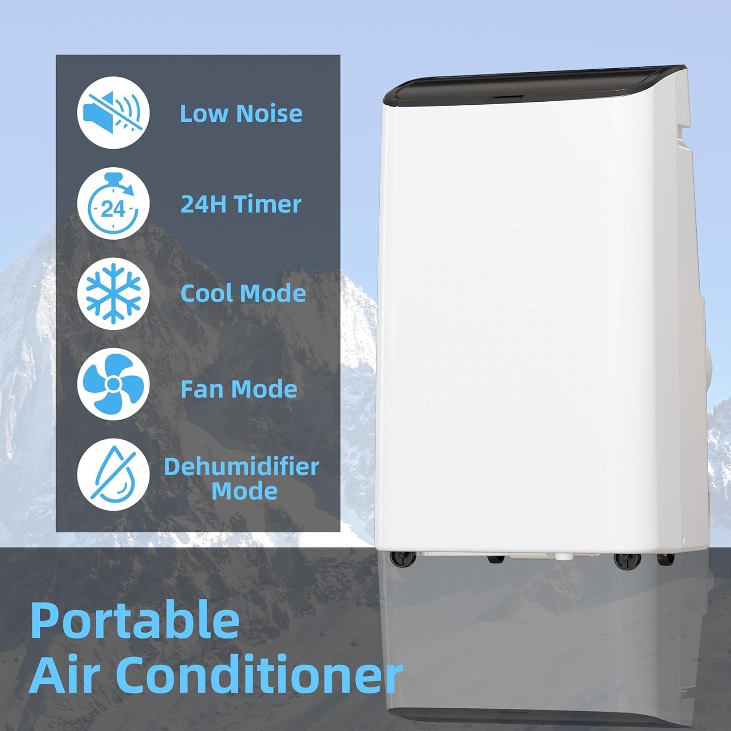14,000 BTU Portable Air Conditioner for 550-750 Sq Ft 3-In-1 AC Unit with Cooling/Dehumidifier/Fan Modes, Remote, 24H Timer & Installation Kit for Home/Office/Dorm