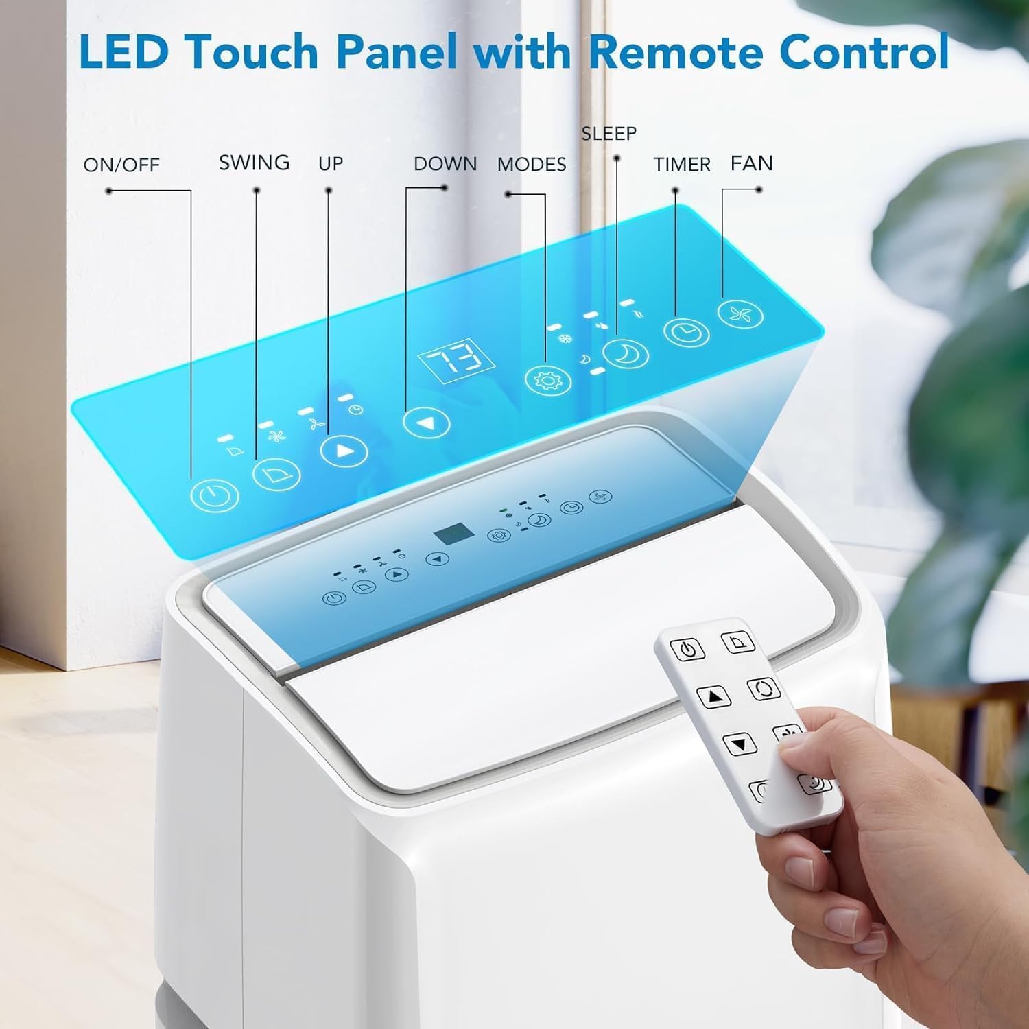 Portable Air Conditioners, 14000 BTU Compact Portable AC with Remote, 4-In-1 Cooling, Dehumidifier, Sleep, Fan Modes, Includes Window Kit for Easy Installation, Cools Rooms up to 750 Sq. Ft., White