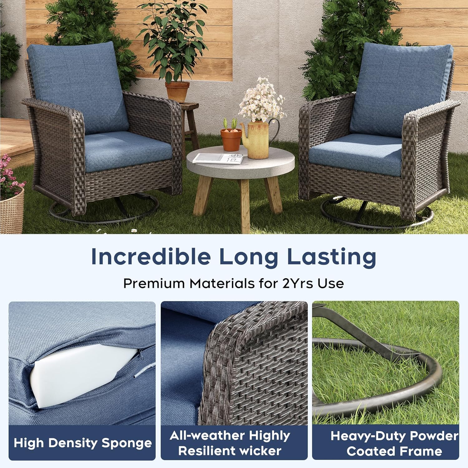 Yechen Patio Furniture Set 6 Peices with 44