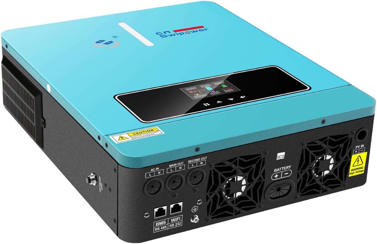 3600W Hybrid Pure Sine Wave Power Inverter with 120A MPPT Solar Charger - DC 24V (Range20V - 30V) to AC 110V 60HZ, for Home Backup, RV Off-Grid, Solar Systems