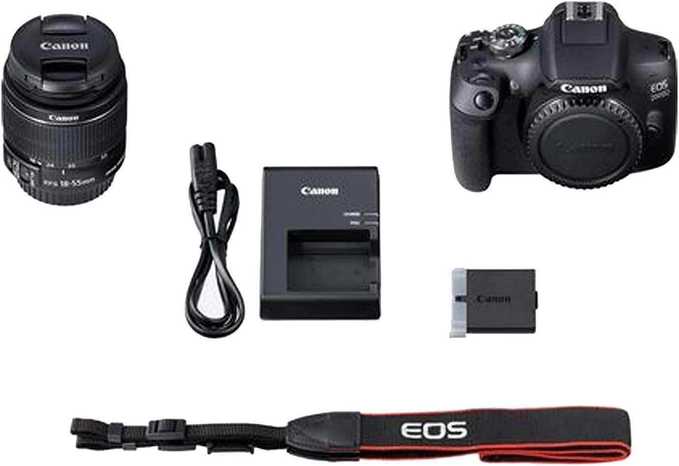 Canon EOS 2000D (Rebel T7) Digital SLR Camera with 18-55mm Lens Kit (Black) - Basic Accessories Bundle of Scandisk 16GB SD Card + SD Card Reader + 58mm 3pcs Filter Kit + Brush Pen (Renewed)
