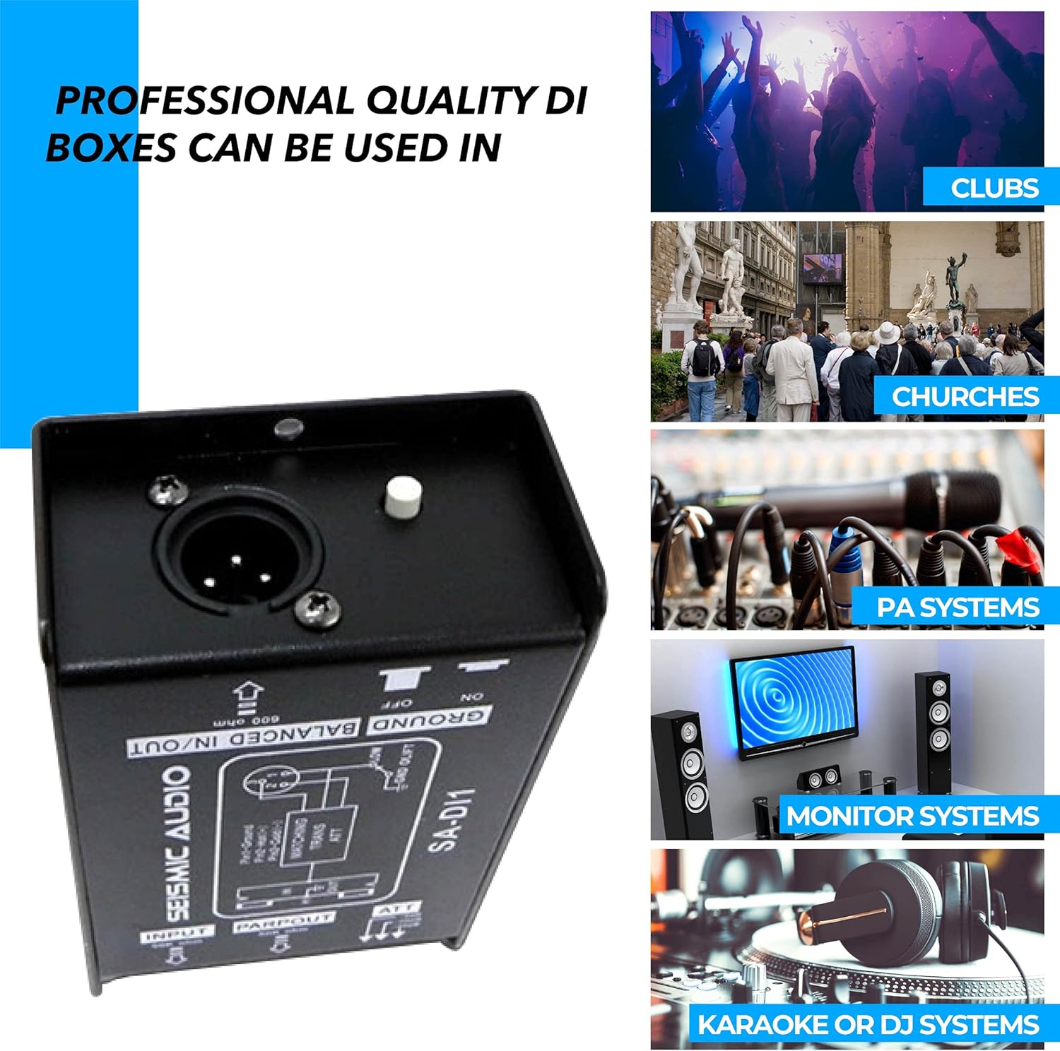 Seismic Audio Speakers Passive Direct Box with Ground Left and Attenuator Switch DI Box, Pair of Passive Direct Boxes