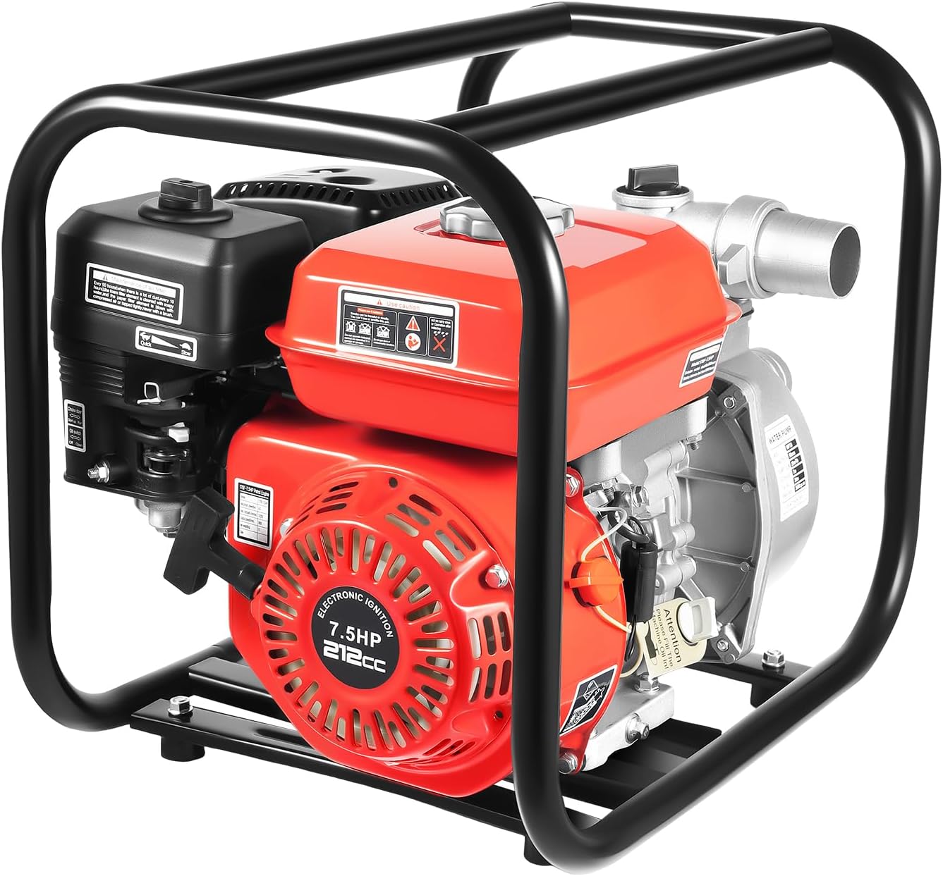 Gasoline Engine Water Pump, 2-inch 4 Stroke Gas Powered Trash Water Transfer Pump, 7.5HP 212CC, Garden Farm Irrigation Petrol Pump Portable High Pressure with 25ft Hose for Irrigation Pool