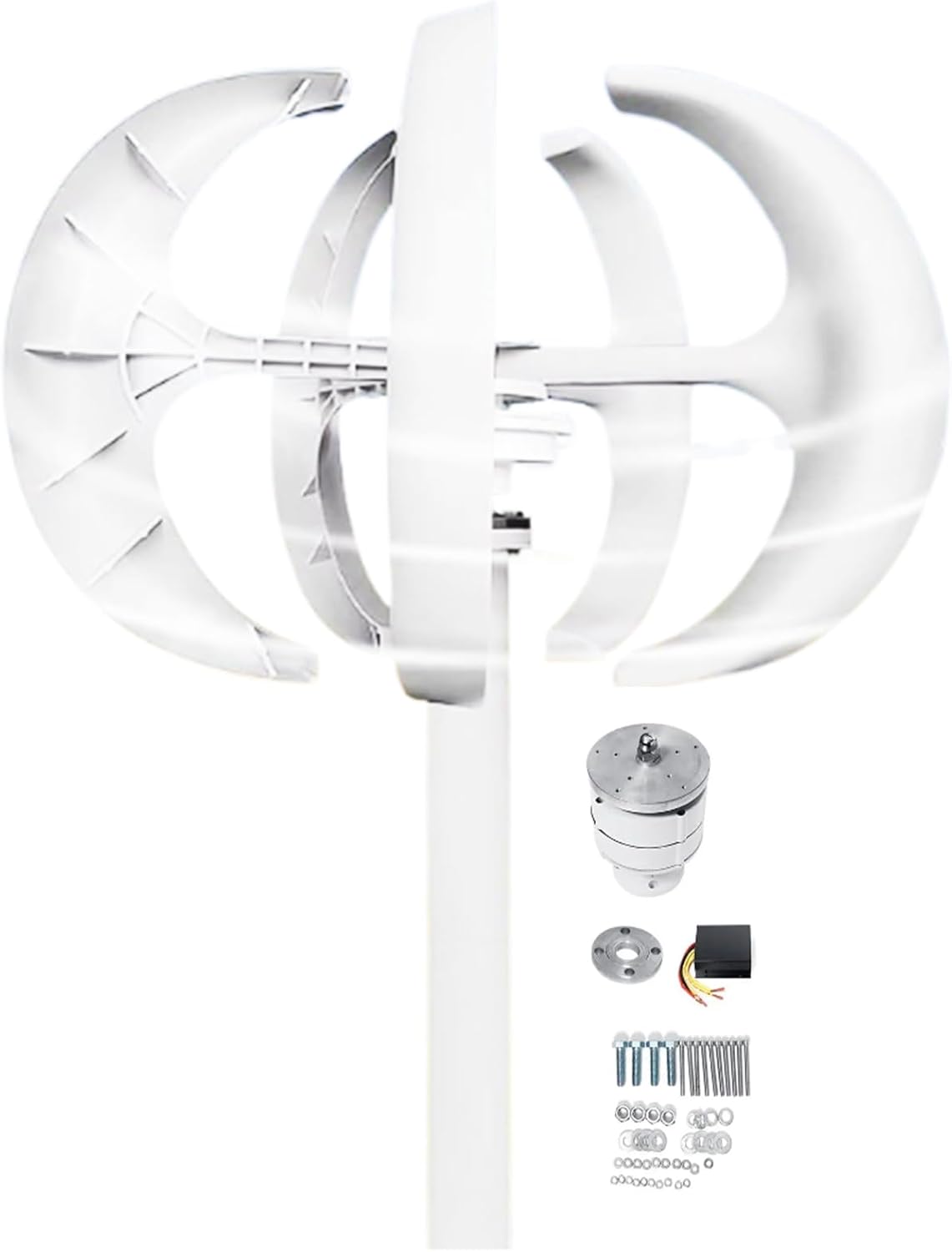 4000W 12V 24V 48V Wind Turbine Generator Kit,W/Controller 5 Blades Lantern Windmill Generator Wind Turbine Kit Suitable for Wind and Solar Power Generation(White)