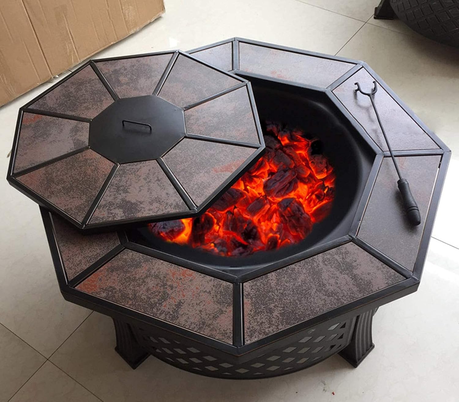 Fire Pits Outdoor Garden Burning Fire Pit Bowl BBQ Table, Terrace Patio Lawn Garden Outdoor Heating Burning Brazier, 88cm/34.6