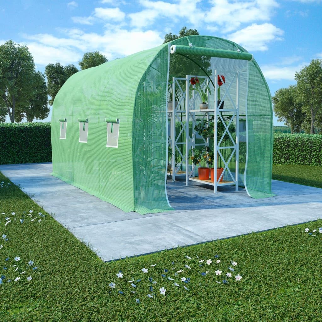 Greenhouse,Mesh Fabric Green House with Windows and Roll up Zipper Door for Garden Plants Grow,Green