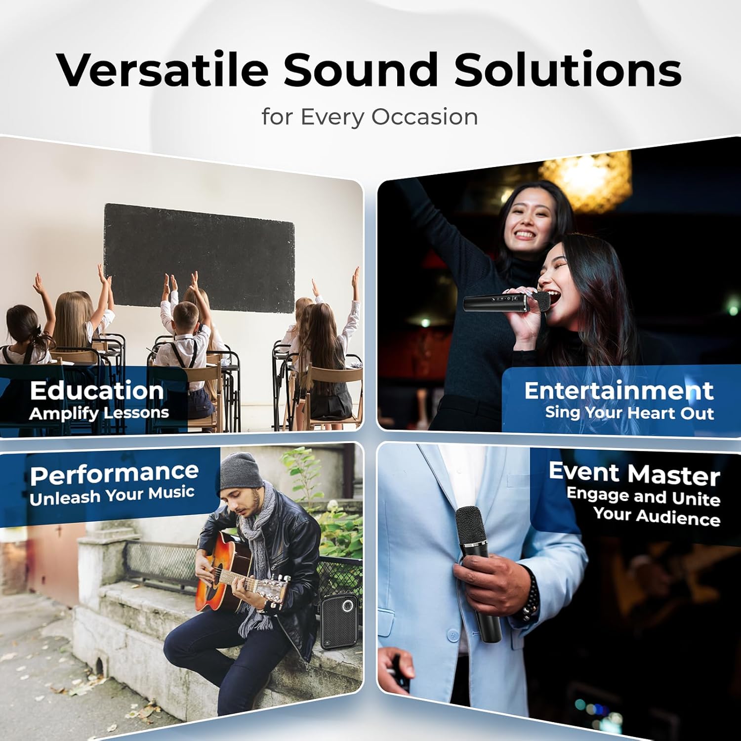 Voice Amplifier with 2 Wireless Microphones, 70W Portable Bluetooth Speaker with Mic, Small PA Speaker System, Karaoke Machine for Teachers, Public Speaking, Events, Singing - S100 Pro