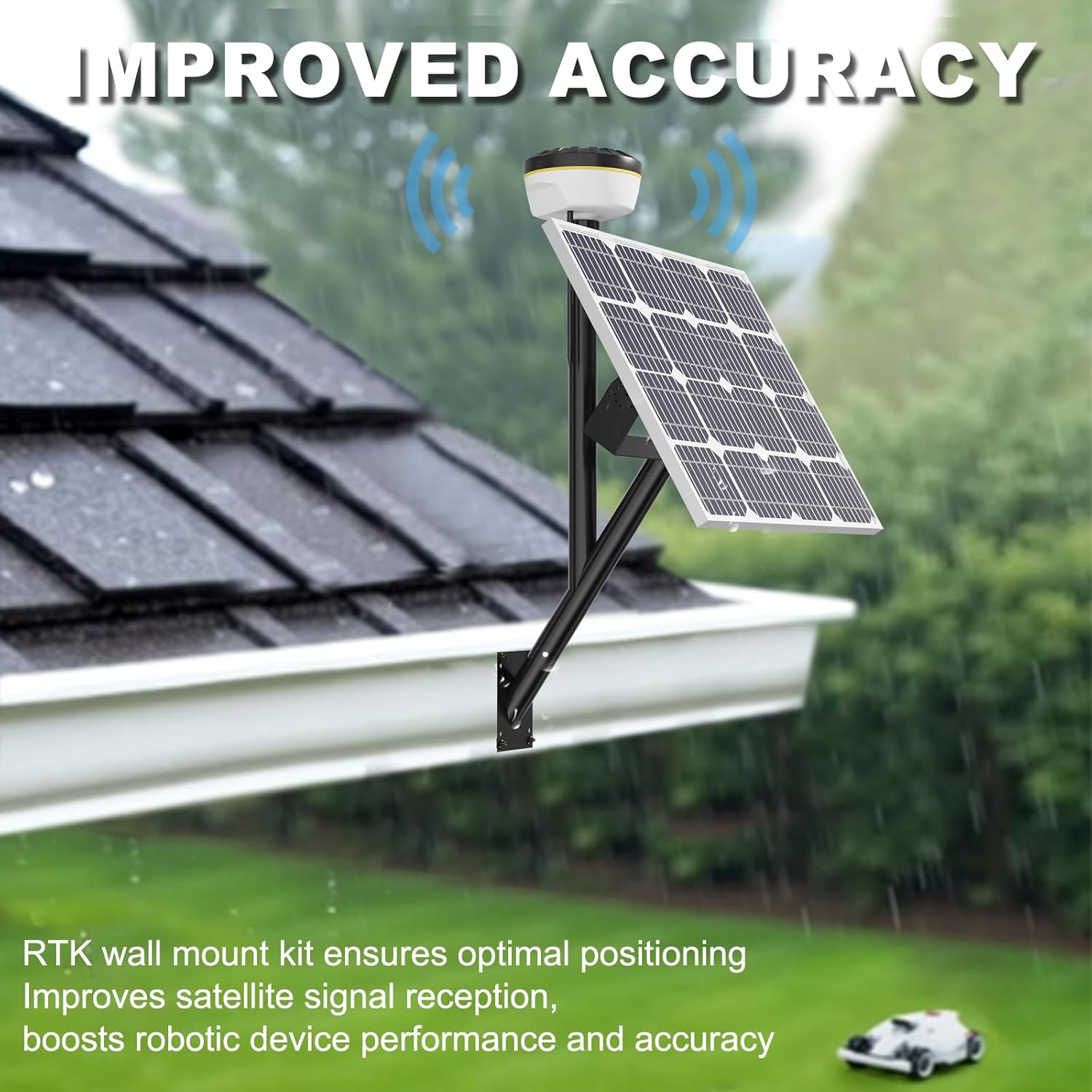 Solar Panel Wall Mount Kit Equipped with 12V Battery Pack, Outdoor Waterproof, for Mammotion Luba 2 AWD Series, YUKA 1000 & 2000, YUKA 1500(2024) & YUKA 2000(2024)(2-Pin Plug)