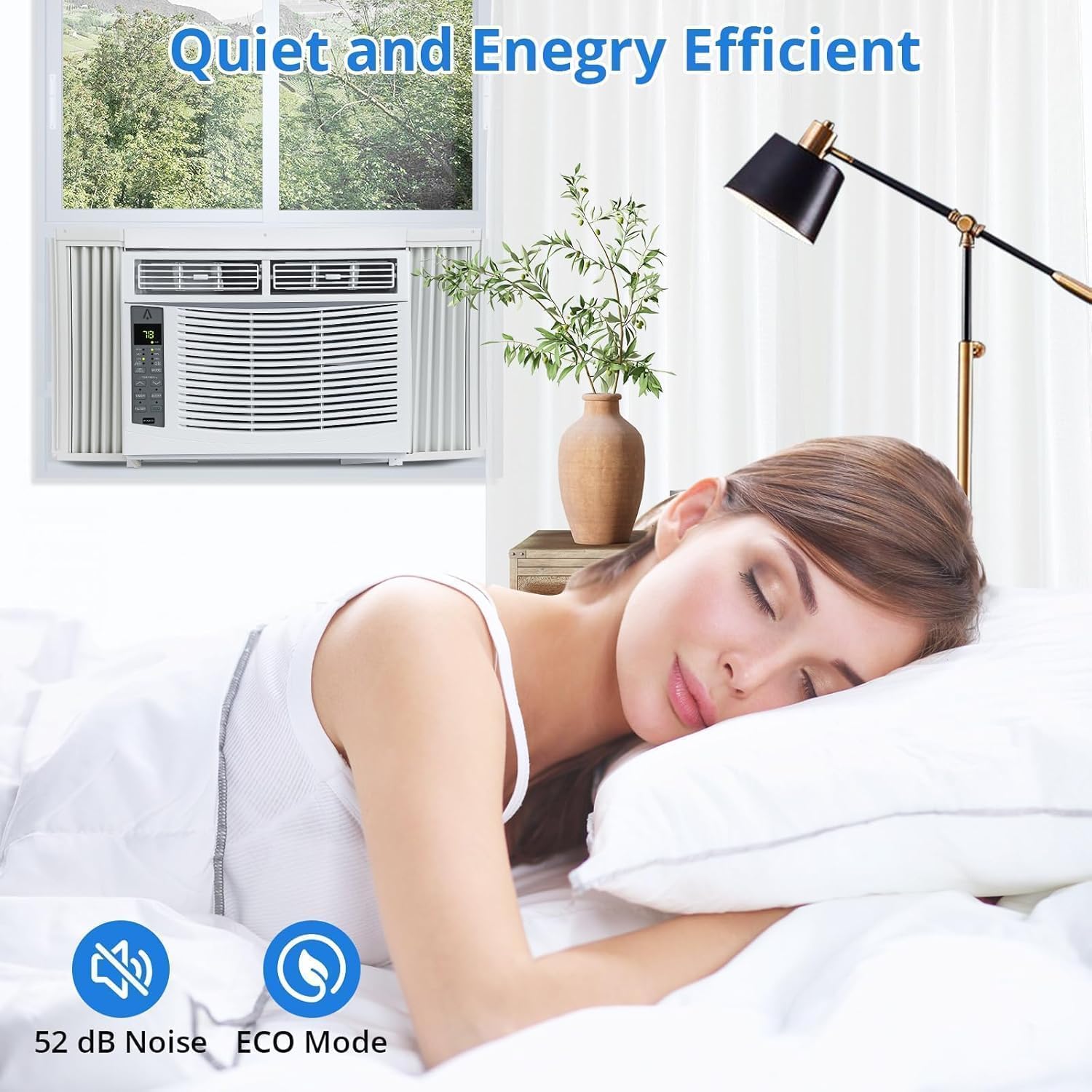 6000 Btu Window-Mounted Air Conditioner, Cools Up to 250 Sq Energy Saving Window AC Unit with 3 Adjustable Fan Speeds,Quiet Operation, Perfect for Bedroom,Dormitory,Apartment