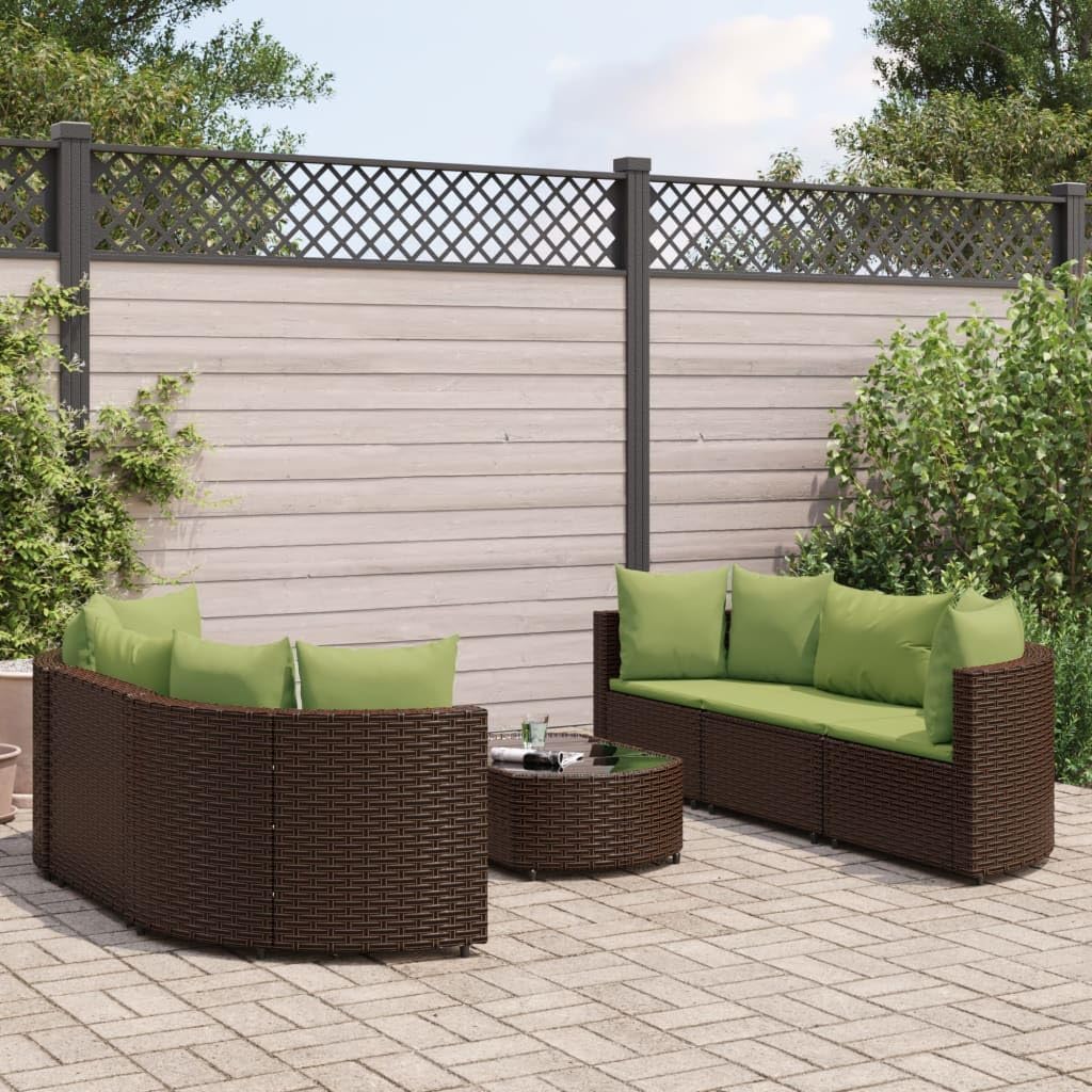 7 Piece Patio Sofa Set with Cushions Brown Poly Rattan,Outdoor Sofa Set PE Rattan Furniture Comfortable, Modular & WeatherResistant for Patio & Garden Furniture Sets for Patio, Lawn & Garden