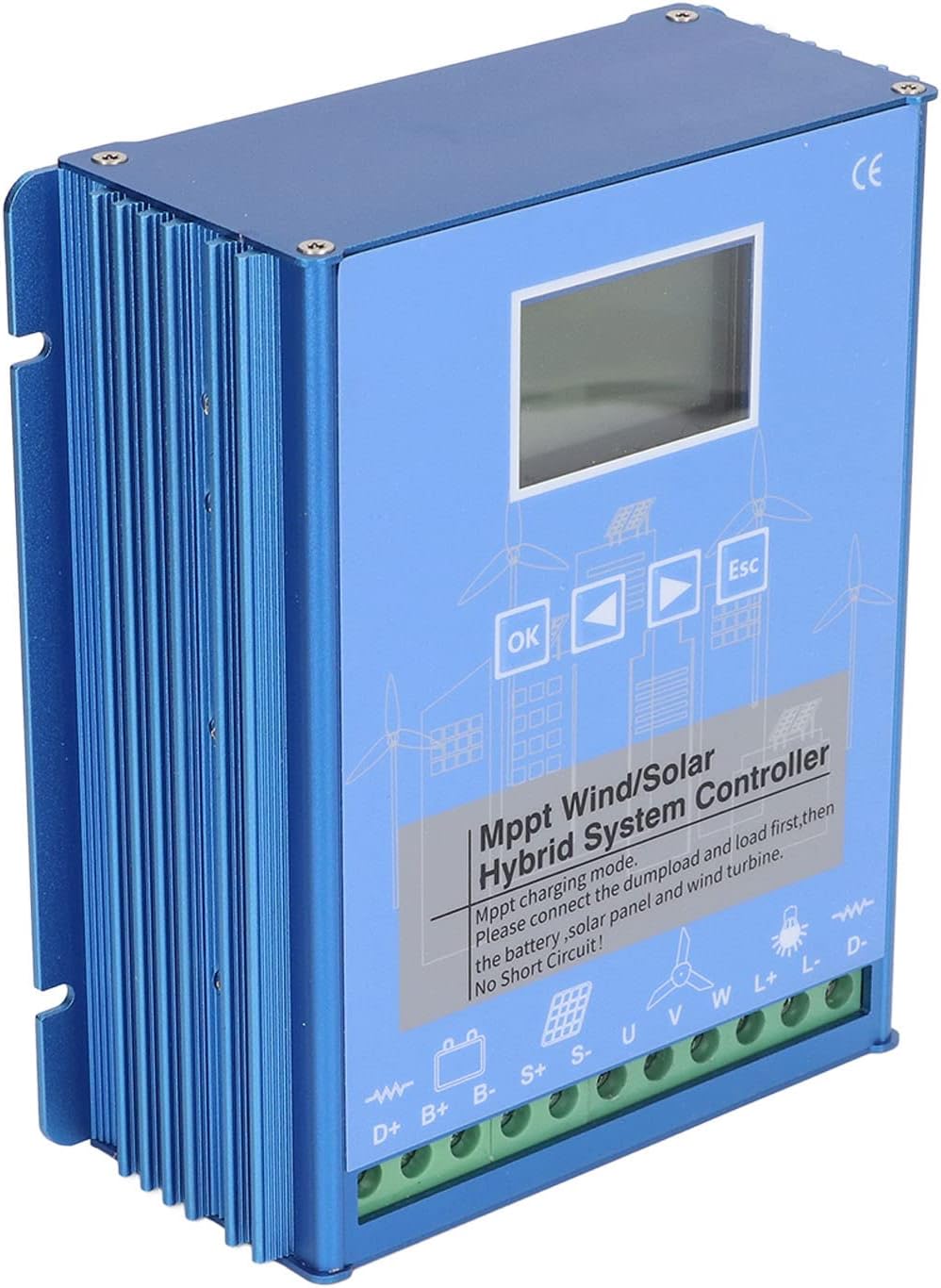 Wind Solar Hybrid Controller 12V 24V, MPPT PWM Charging Regulator with Unloading Resistor, 800W Wind 600W PV - Boost MPPT Technology, Large LCD Display, Reliable Multi - Protecti