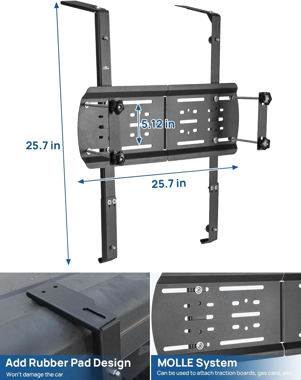 JOYTUTUS JK Rear Window Storage Panel Kit Compatible with Wrangler JK 2007-2018, Wrangler Storage Accessories Mounting Plate Kits for Gas Can Mount Recovery Traction Boards Mount