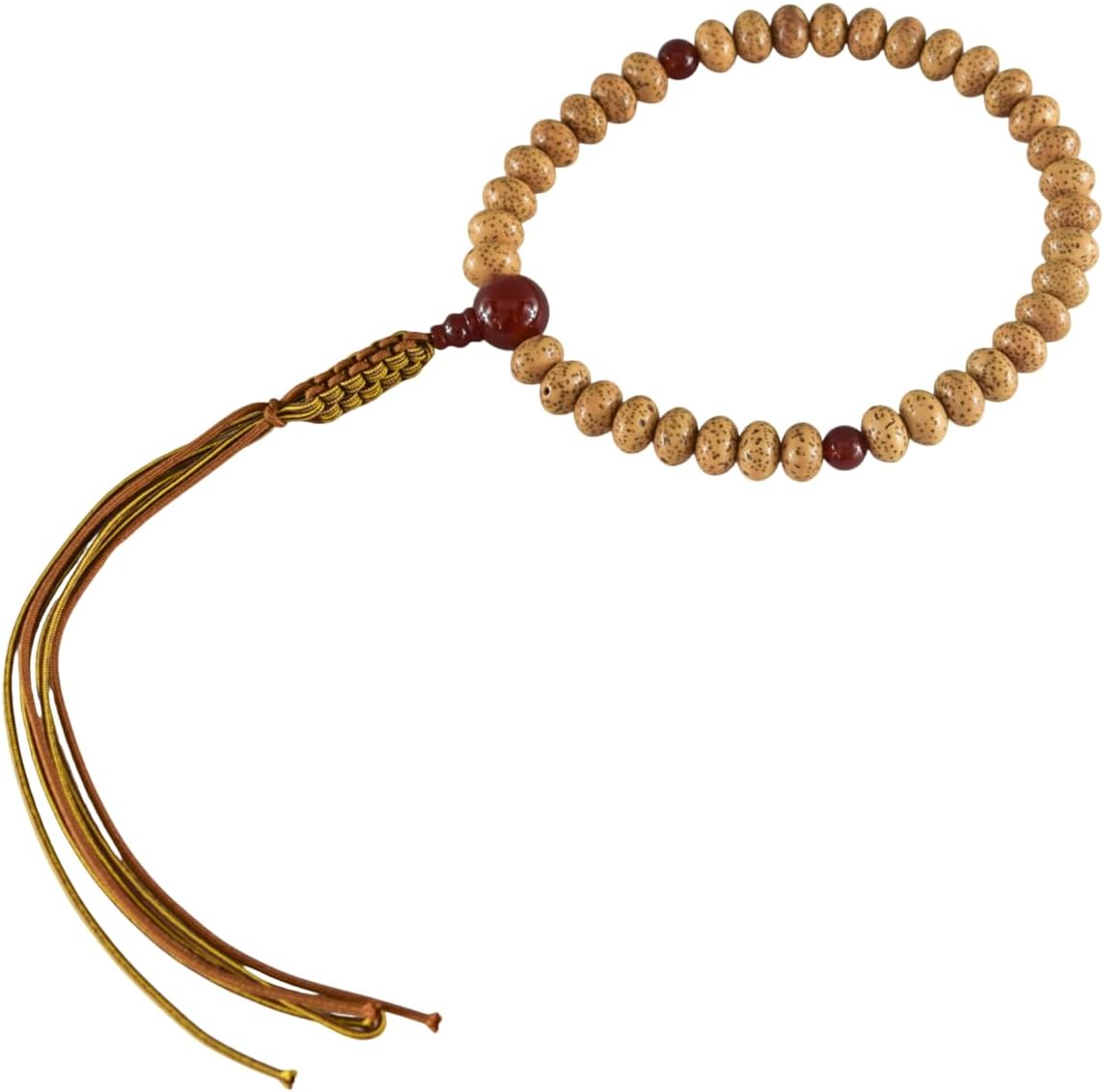 京都あさひ屋 Bodhi Tree Wood Lense Beads & Red Agate Japanese Juzu Buddhist Prayer Beads Handemade in Kyoto JUA18