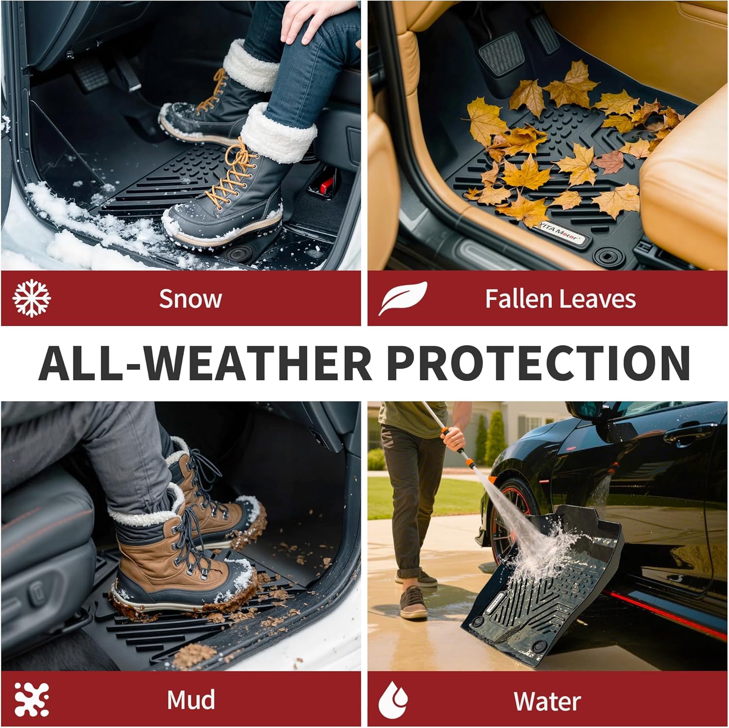 YITAMOTOR Floor Mats Fit for 2020-2025 Subaru Outback/Legacy, TPE All-Weather Custom Fit Floor Liners, Durable Anti-Slip Accessories, 1st & 2nd Row, Black