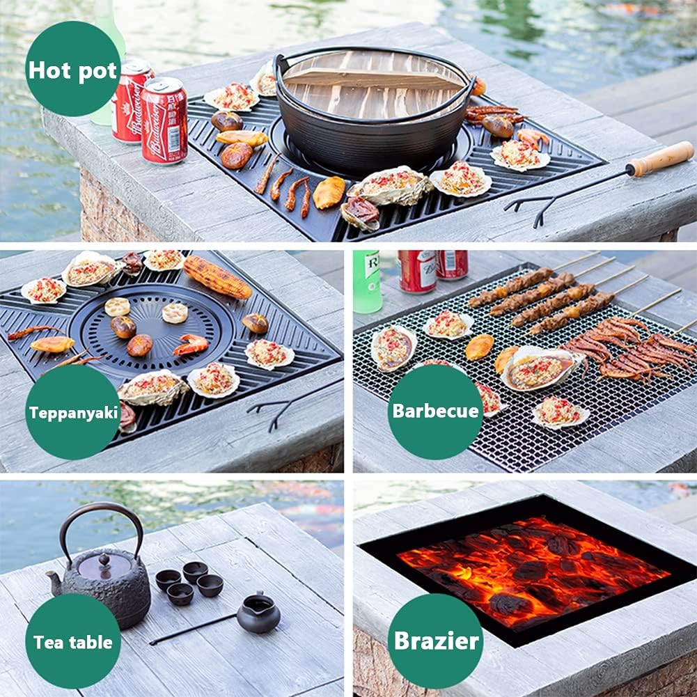 Outdoor Decorative Brazier, Garden Heater Terrace Camping Brazier Cast Iron Party Barbecue Table